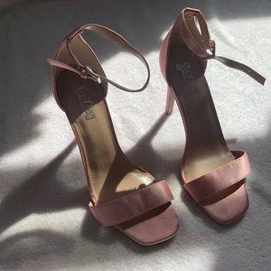 pink satin brash high heels